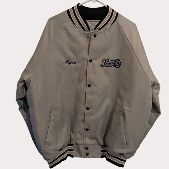 Vintage PEPSI COLA Quilted Bomber Jacket Idaho 
Falls Team Sport XL Baggy - Picture 7 of 7